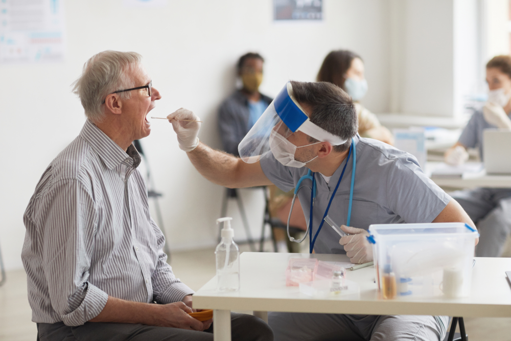 Senior Man taking Covid Test