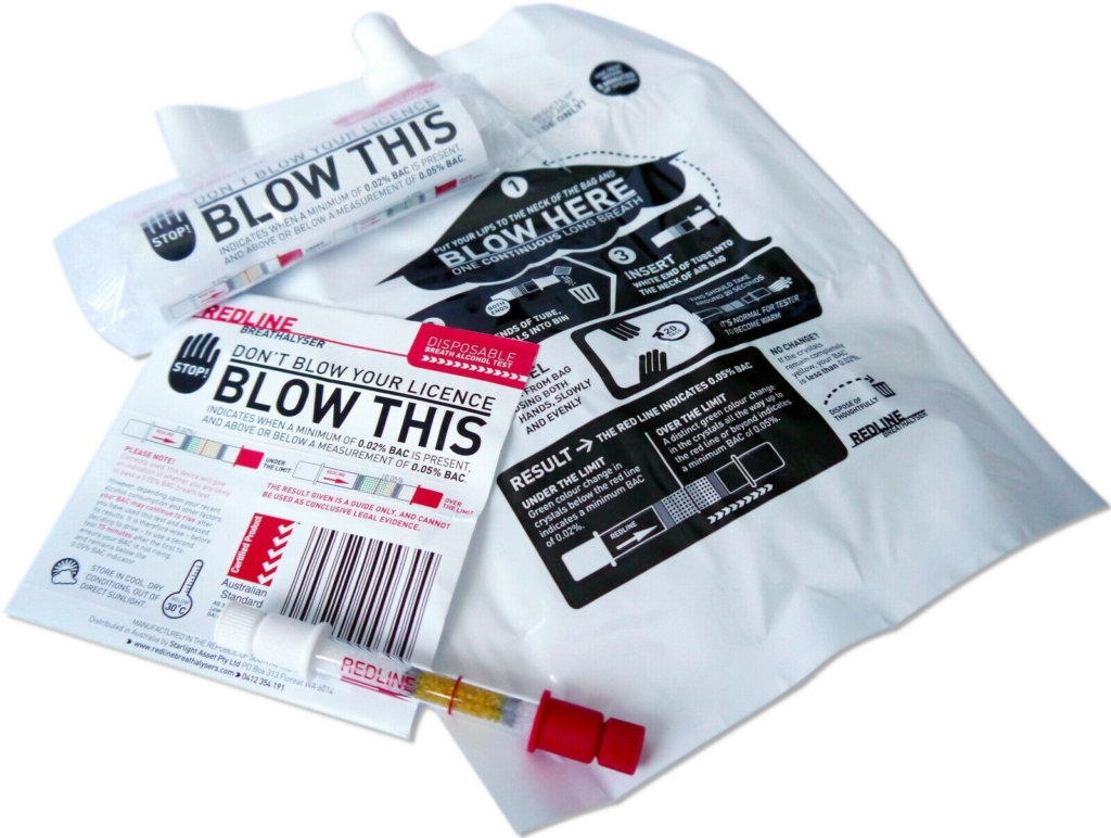 Redline Disposable Alcohol Test .05% (Box of 10) – Breath Test for ...